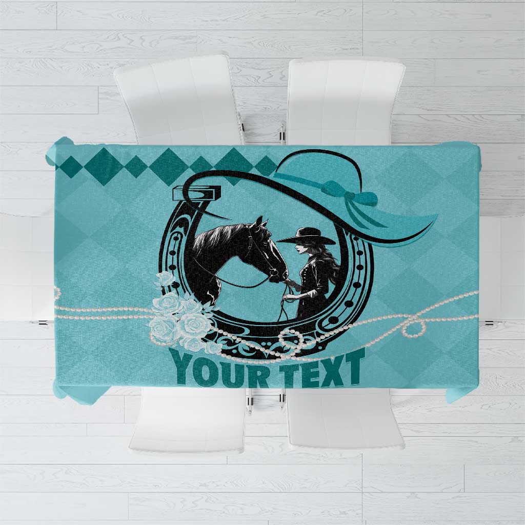 Personalized Kentucky Horse Racing Tablecloth Beauty and The Horse Teal Version LT01