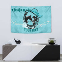Personalized Kentucky Horse Racing Tapestry Beauty and The Horse Teal Version LT01