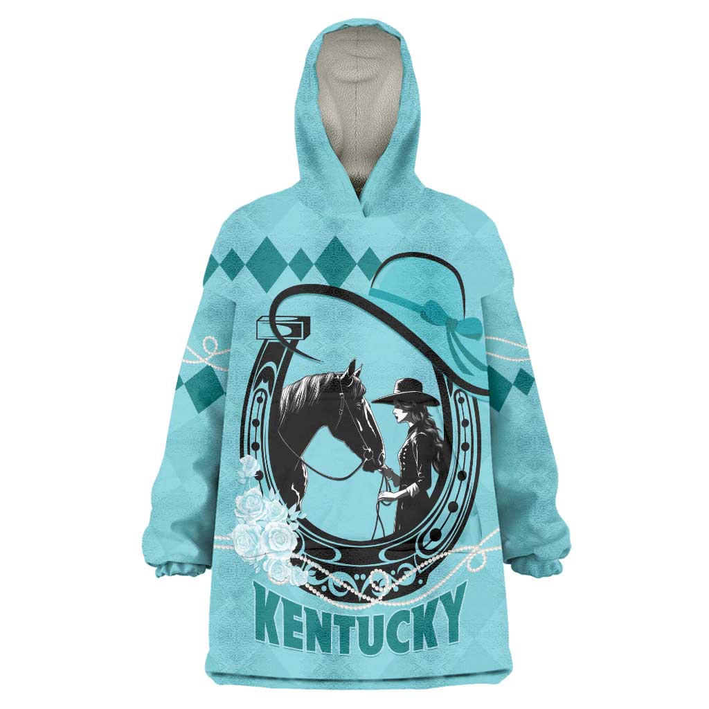 Personalized Kentucky Horse Racing Wearable Blanket Hoodie Beauty and The Horse Teal Version LT01