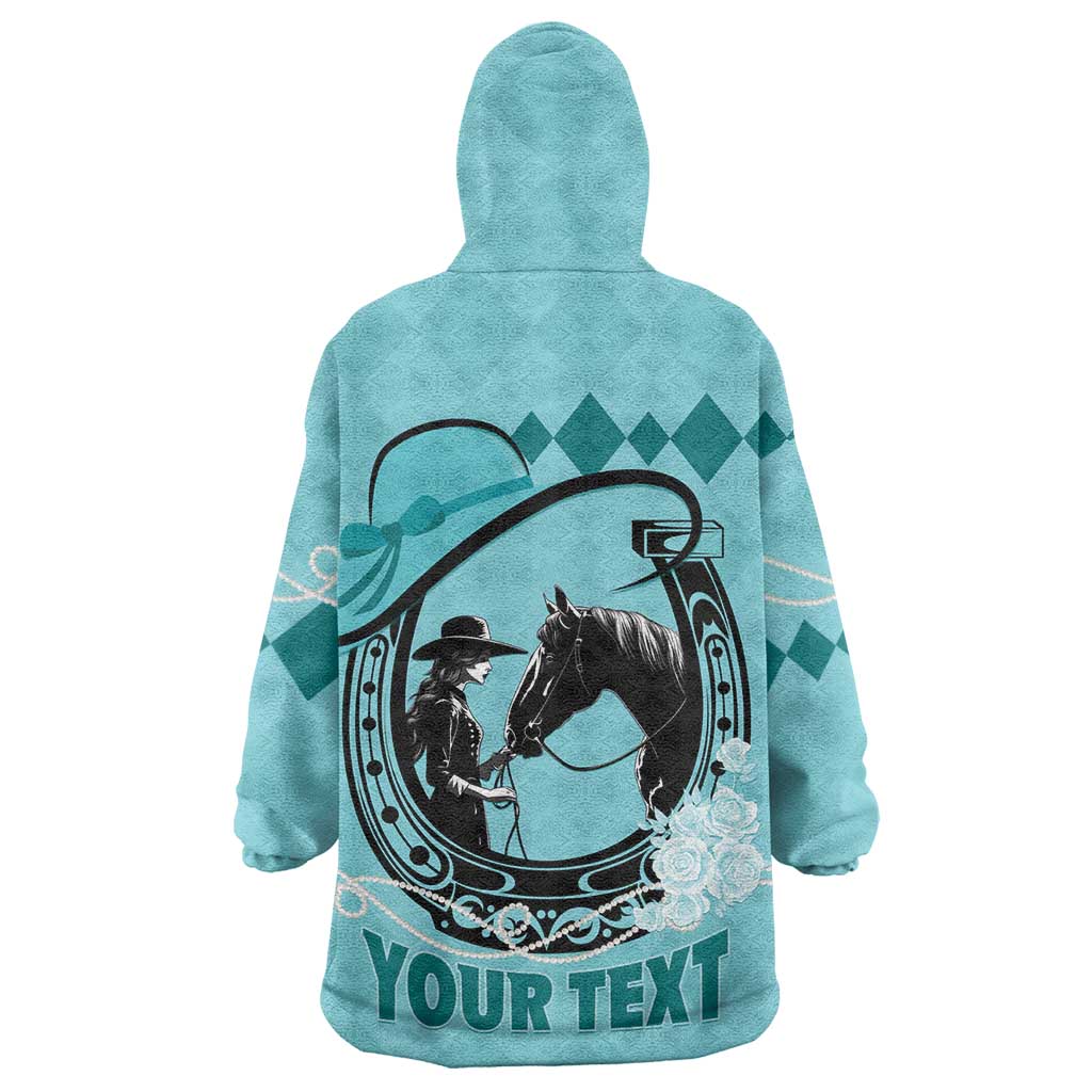 Personalized Kentucky Horse Racing Wearable Blanket Hoodie Beauty and The Horse Teal Version LT01