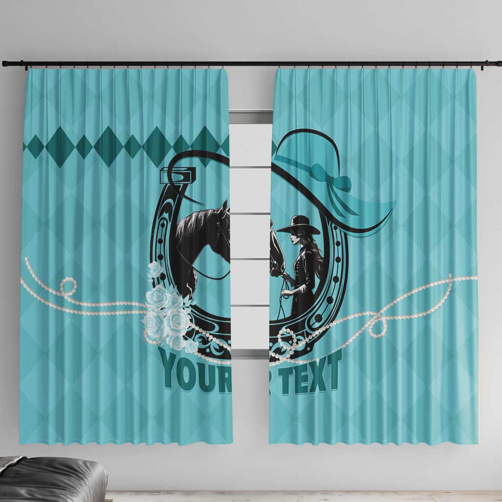 Personalized Kentucky Horse Racing Window Curtain Beauty and The Horse Teal Version LT01