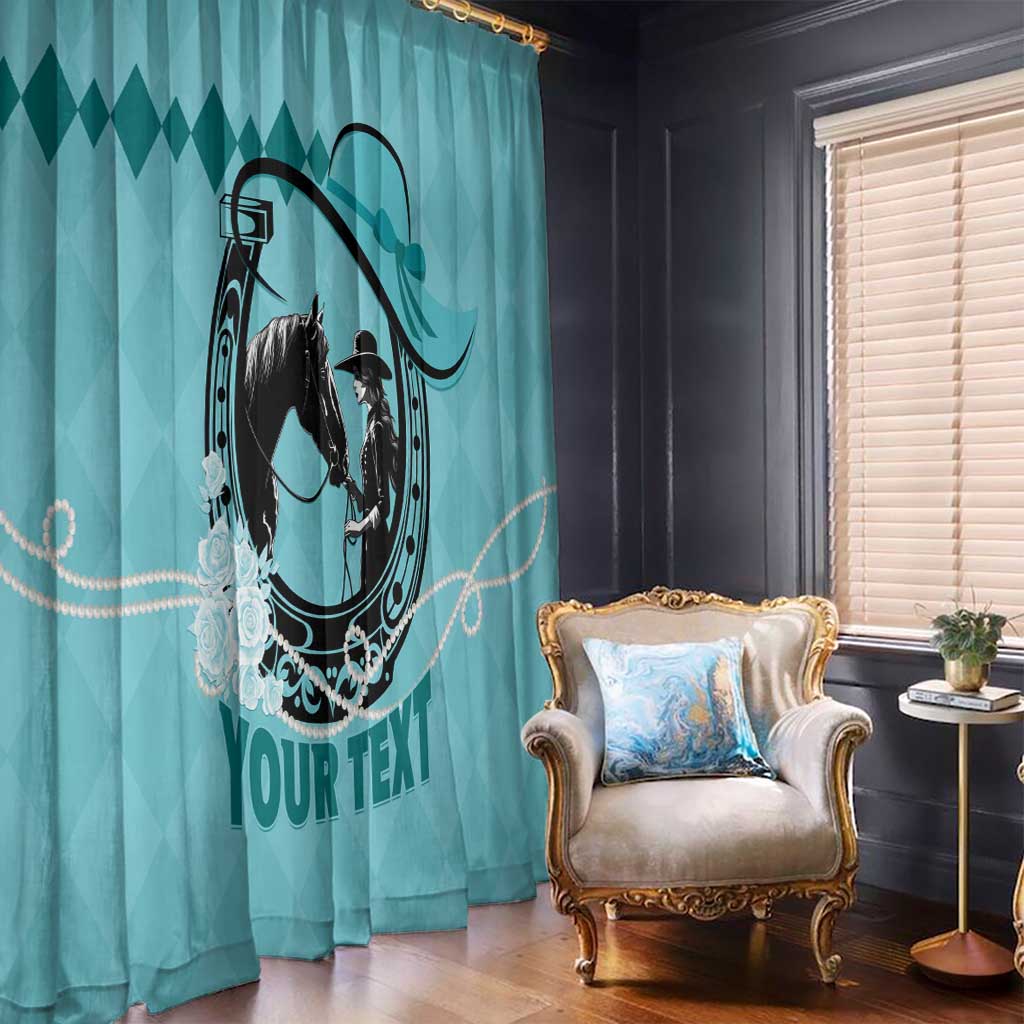 Personalized Kentucky Horse Racing Window Curtain Beauty and The Horse Teal Version LT01