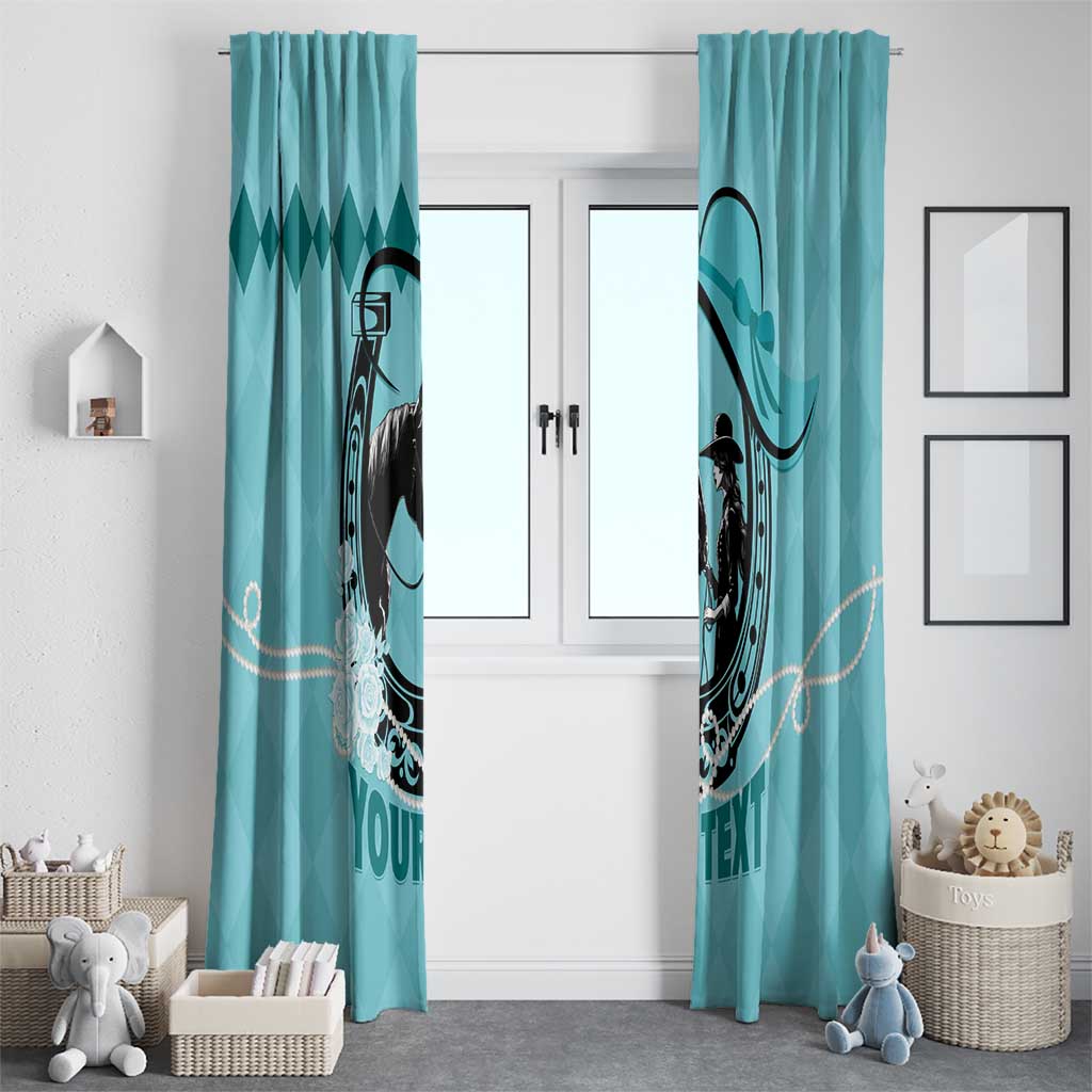 Personalized Kentucky Horse Racing Window Curtain Beauty and The Horse Teal Version LT01