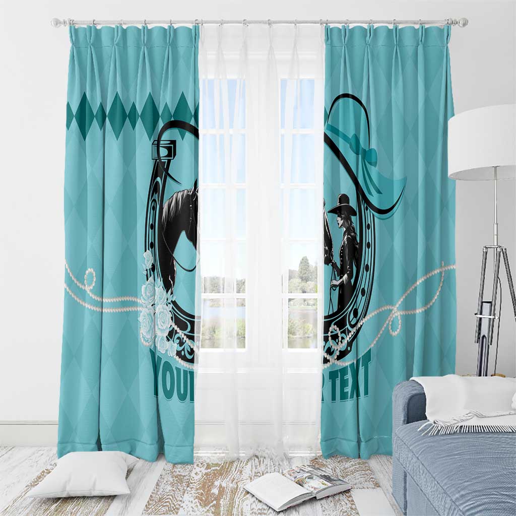 Personalized Kentucky Horse Racing Window Curtain Beauty and The Horse Teal Version LT01