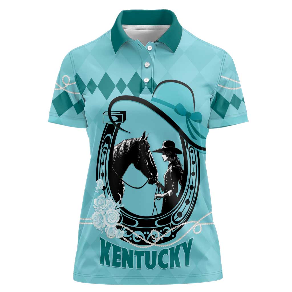 Personalized Kentucky Horse Racing Women Polo Shirt Beauty and The Horse Teal Version LT01