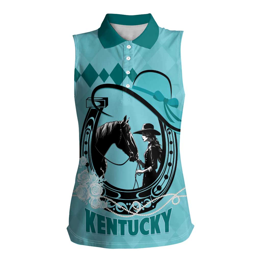Personalized Kentucky Horse Racing Women Sleeveless Polo Shirt Beauty and The Horse Teal Version LT01