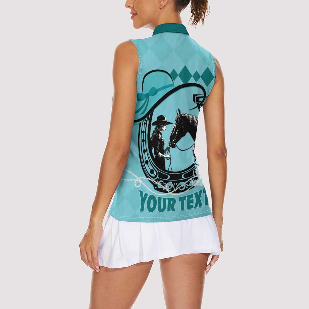 Personalized Kentucky Horse Racing Women Sleeveless Polo Shirt Beauty and The Horse Teal Version LT01