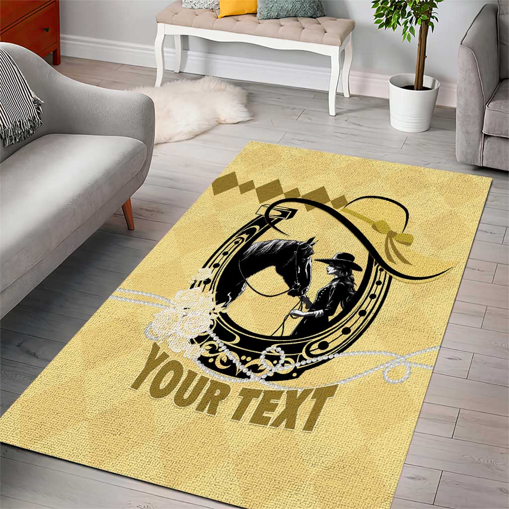 Personalized Kentucky Horse Racing Area Rug Beauty and The Horse Yellow Version LT01