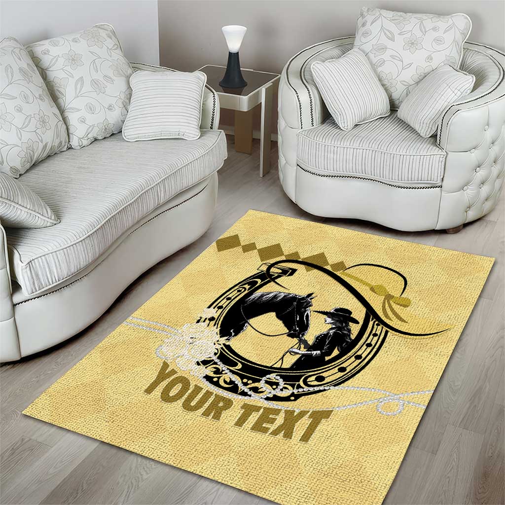 Personalized Kentucky Horse Racing Area Rug Beauty and The Horse Yellow Version LT01