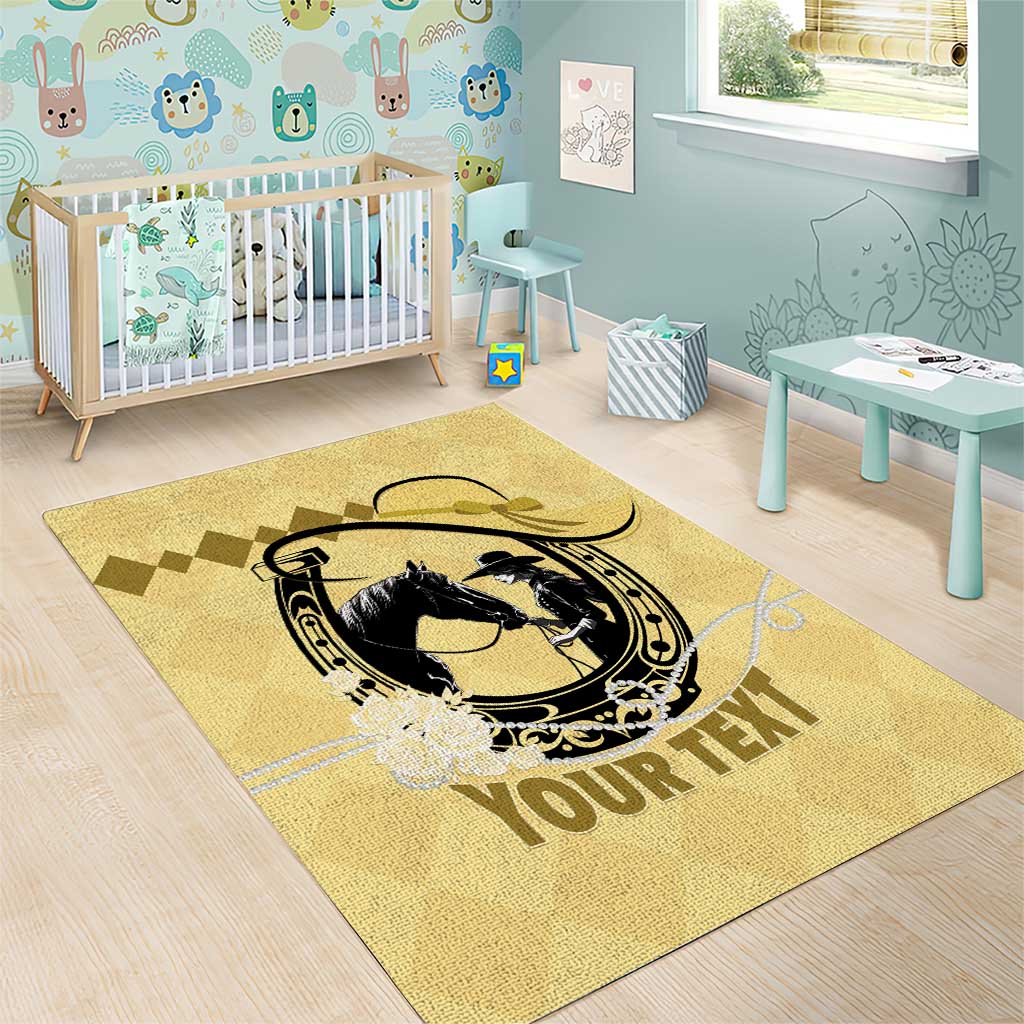 Personalized Kentucky Horse Racing Area Rug Beauty and The Horse Yellow Version LT01