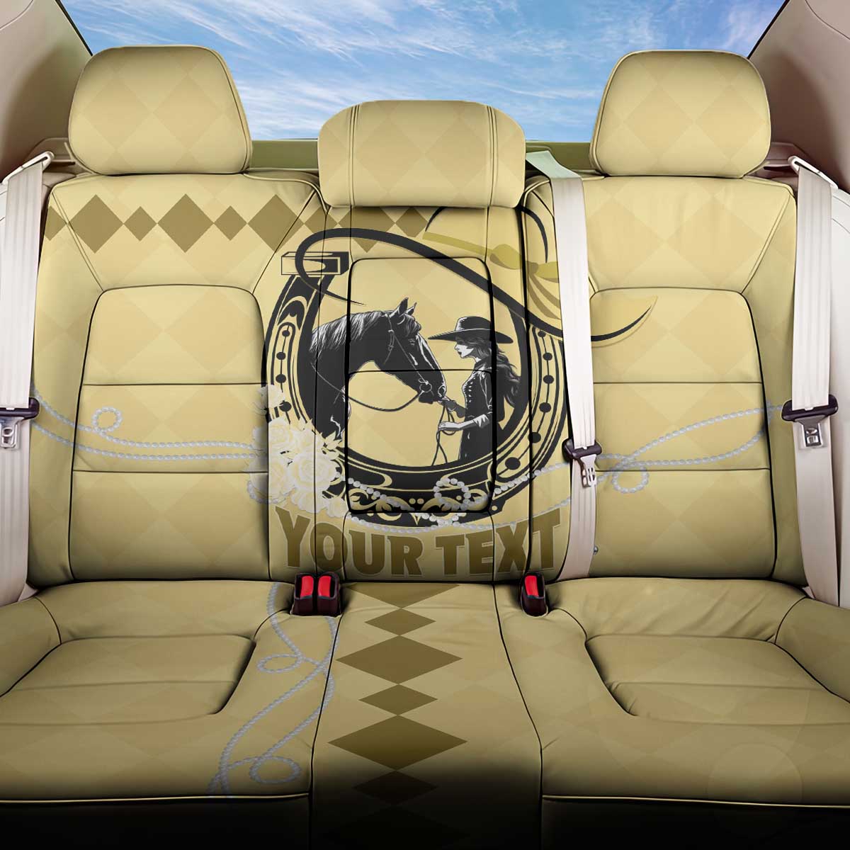 Personalized Kentucky Horse Racing Back Car Seat Cover Beauty and The Horse Yellow Version LT01