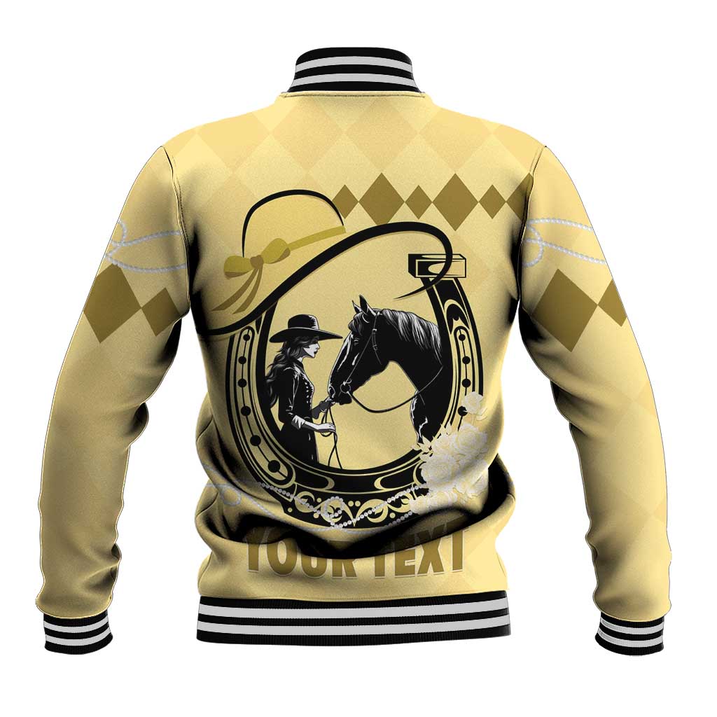 Personalized Kentucky Horse Racing Baseball Jacket Beauty and The Horse Yellow Version LT01