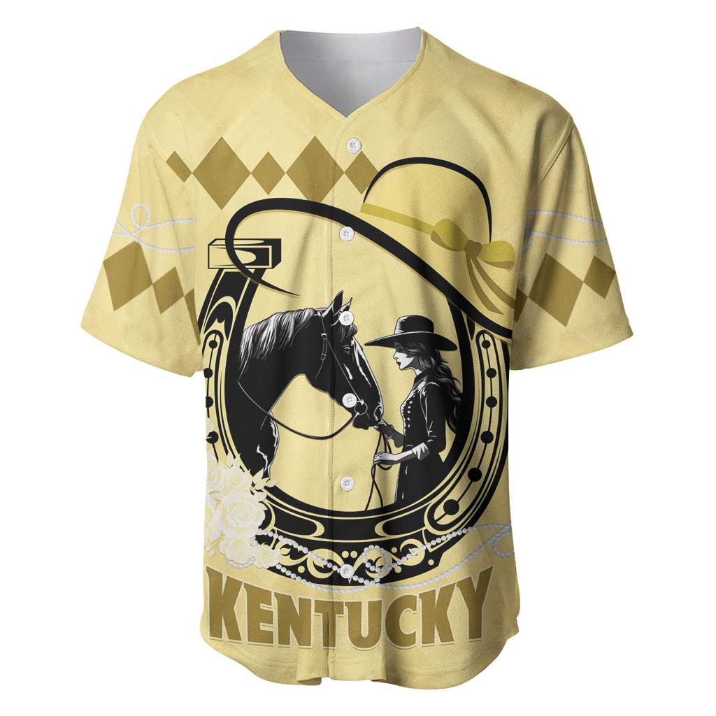 Personalized Kentucky Horse Racing Baseball Jersey Beauty and The Horse Yellow Version LT01