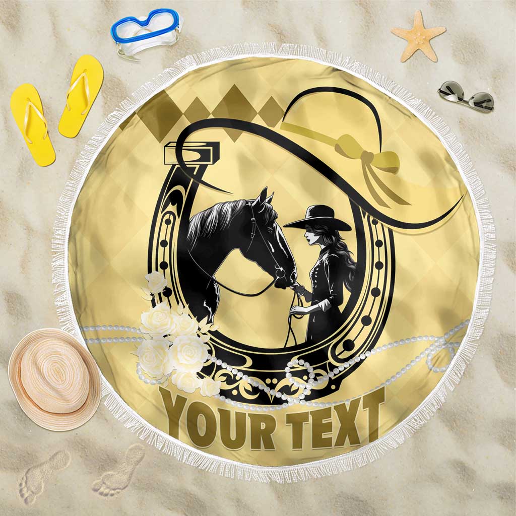 Personalized Kentucky Horse Racing Beach Blanket Beauty and The Horse Yellow Version LT01