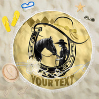 Personalized Kentucky Horse Racing Beach Blanket Beauty and The Horse Yellow Version LT01