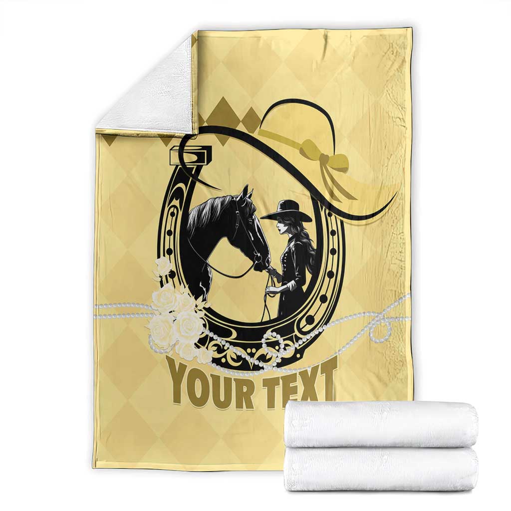 Personalized Kentucky Horse Racing Blanket Beauty and The Horse Yellow Version LT01