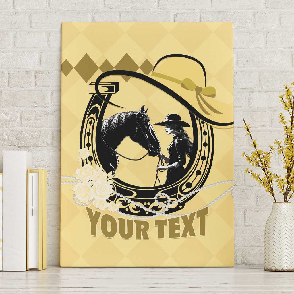 Personalized Kentucky Horse Racing Canvas Wall Art Beauty and The Horse Yellow Version LT01