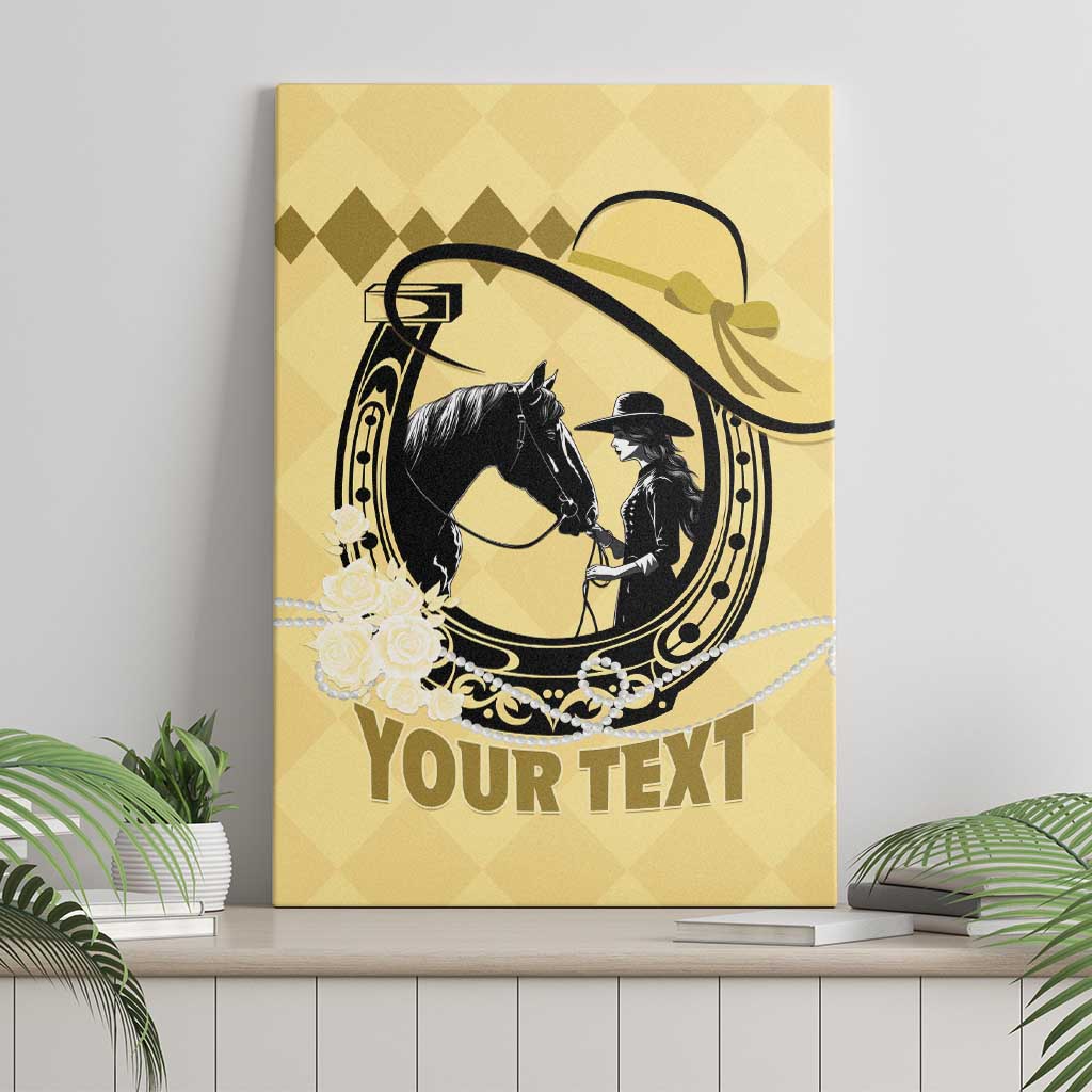 Personalized Kentucky Horse Racing Canvas Wall Art Beauty and The Horse Yellow Version LT01