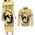 Personalized Kentucky Horse Racing Couples Matching Long Sleeve Bodycon Dress and Long Sleeve Button Shirt Beauty and The Horse Yellow Version LT01