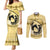 Personalized Kentucky Horse Racing Couples Matching Mermaid Dress and Long Sleeve Button Shirt Beauty and The Horse Yellow Version LT01