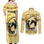 Personalized Kentucky Horse Racing Couples Matching Off Shoulder Maxi Dress and Long Sleeve Button Shirt Beauty and The Horse Yellow Version LT01