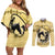 Personalized Kentucky Horse Racing Couples Matching Off Shoulder Short Dress and Long Sleeve Button Shirt Beauty and The Horse Yellow Version LT01