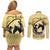 Personalized Kentucky Horse Racing Couples Matching Off Shoulder Short Dress and Long Sleeve Button Shirt Beauty and The Horse Yellow Version LT01