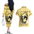 Personalized Kentucky Horse Racing Couples Matching Off The Shoulder Long Sleeve Dress and Hawaiian Shirt Beauty and The Horse Yellow Version LT01