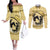 Personalized Kentucky Horse Racing Couples Matching Off The Shoulder Long Sleeve Dress and Long Sleeve Button Shirt Beauty and The Horse Yellow Version LT01