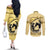 Personalized Kentucky Horse Racing Couples Matching Off The Shoulder Long Sleeve Dress and Long Sleeve Button Shirt Beauty and The Horse Yellow Version LT01