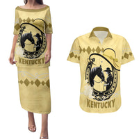 Personalized Kentucky Horse Racing Couples Matching Puletasi and Hawaiian Shirt Beauty and The Horse Yellow Version LT01