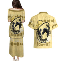 Personalized Kentucky Horse Racing Couples Matching Puletasi and Hawaiian Shirt Beauty and The Horse Yellow Version LT01