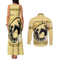 Personalized Kentucky Horse Racing Couples Matching Tank Maxi Dress and Long Sleeve Button Shirt Beauty and The Horse Yellow Version LT01