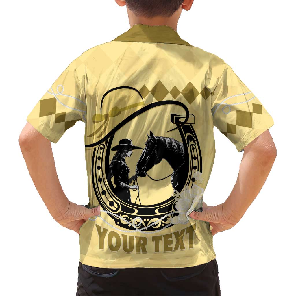 Personalized Kentucky Horse Racing Family Matching Long Sleeve Bodycon Dress and Hawaiian Shirt Beauty and The Horse Yellow Version LT01