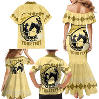 Personalized Kentucky Horse Racing Family Matching Mermaid Dress and Hawaiian Shirt Beauty and The Horse Yellow Version LT01