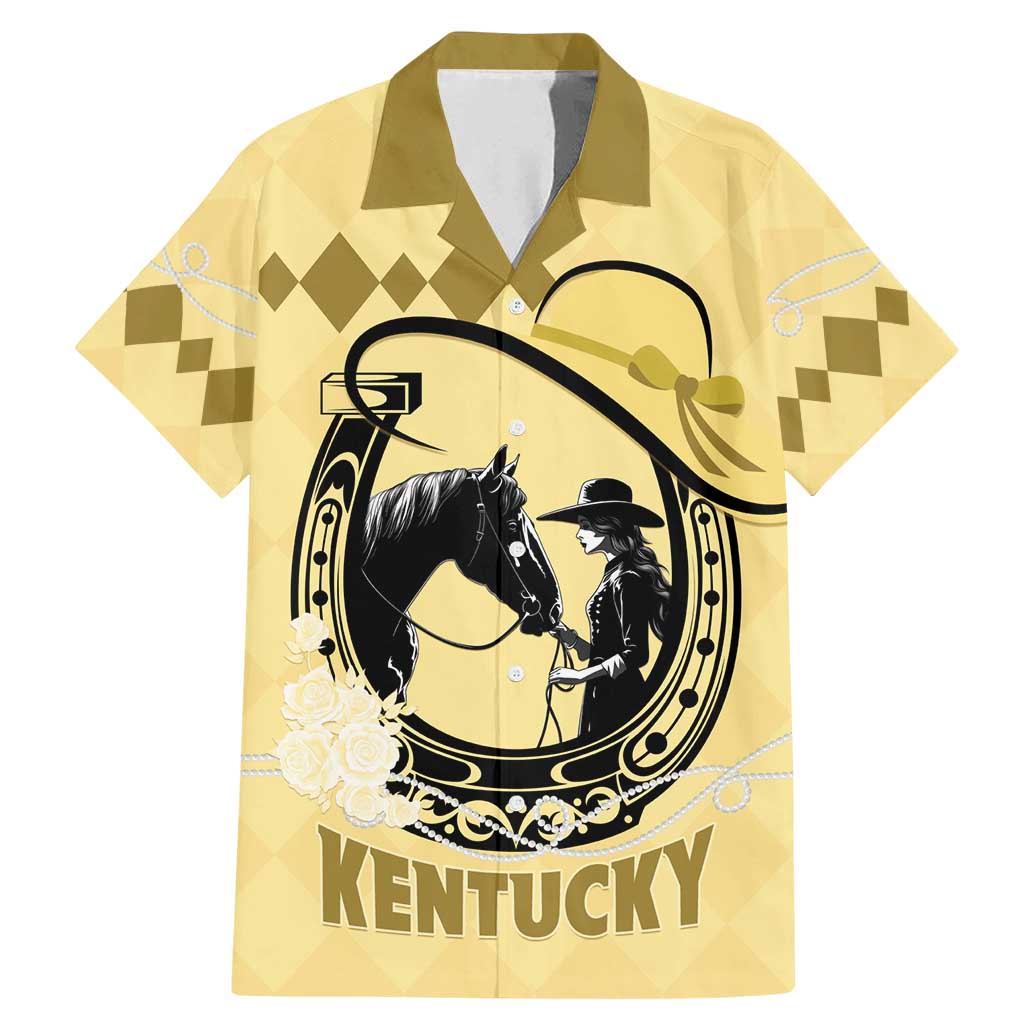 Personalized Kentucky Horse Racing Family Matching Mermaid Dress and Hawaiian Shirt Beauty and The Horse Yellow Version LT01