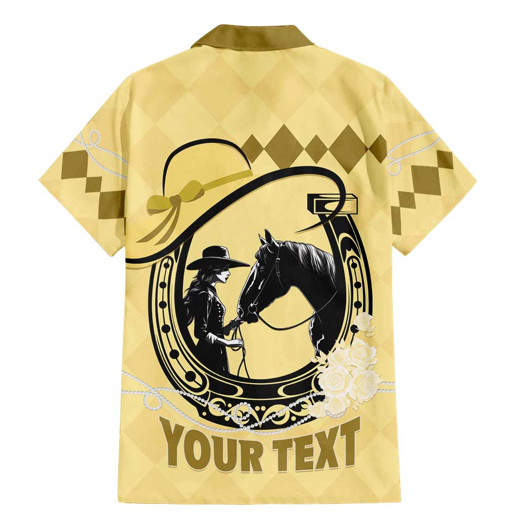 Personalized Kentucky Horse Racing Family Matching Mermaid Dress and Hawaiian Shirt Beauty and The Horse Yellow Version LT01