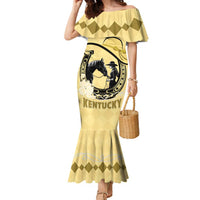Personalized Kentucky Horse Racing Family Matching Mermaid Dress and Hawaiian Shirt Beauty and The Horse Yellow Version LT01