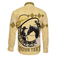 Personalized Kentucky Horse Racing Family Matching Off The Shoulder Long Sleeve Dress and Hawaiian Shirt Beauty and The Horse Yellow Version LT01