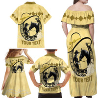 Personalized Kentucky Horse Racing Family Matching Off Shoulder Maxi Dress and Hawaiian Shirt Beauty and The Horse Yellow Version LT01