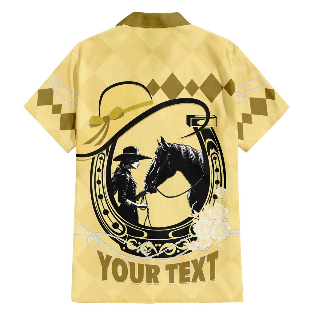 Personalized Kentucky Horse Racing Family Matching Off Shoulder Maxi Dress and Hawaiian Shirt Beauty and The Horse Yellow Version LT01