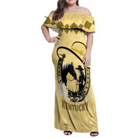 Personalized Kentucky Horse Racing Family Matching Off Shoulder Maxi Dress and Hawaiian Shirt Beauty and The Horse Yellow Version LT01
