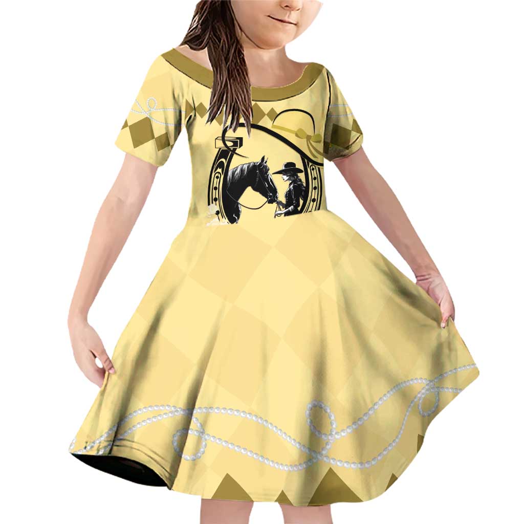 Personalized Kentucky Horse Racing Family Matching Off Shoulder Short Dress and Hawaiian Shirt Beauty and The Horse Yellow Version LT01