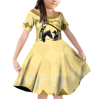 Personalized Kentucky Horse Racing Family Matching Off Shoulder Short Dress and Hawaiian Shirt Beauty and The Horse Yellow Version LT01