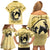 Personalized Kentucky Horse Racing Family Matching Off Shoulder Short Dress and Hawaiian Shirt Beauty and The Horse Yellow Version LT01