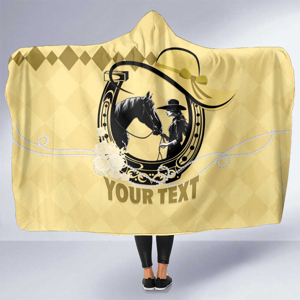 Personalized Kentucky Horse Racing Hooded Blanket Beauty and The Horse Yellow Version LT01