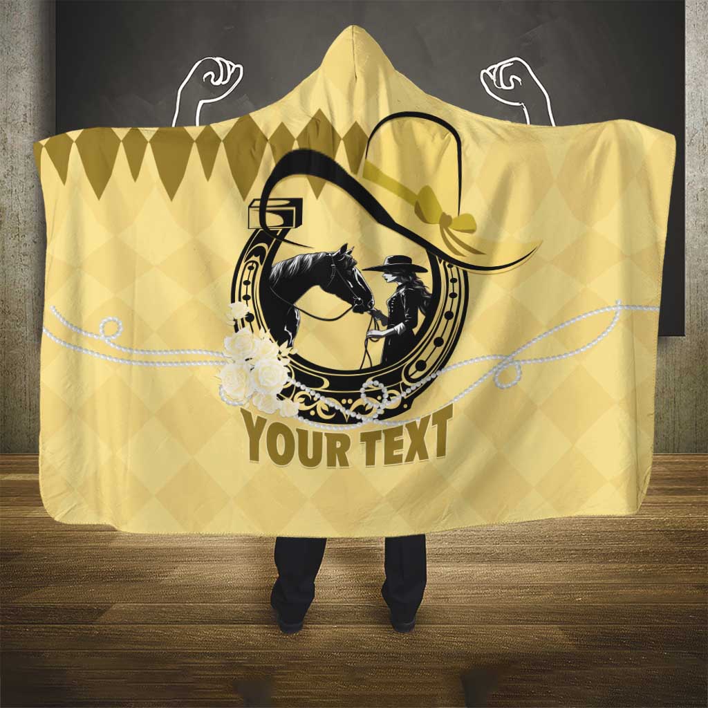 Personalized Kentucky Horse Racing Hooded Blanket Beauty and The Horse Yellow Version LT01