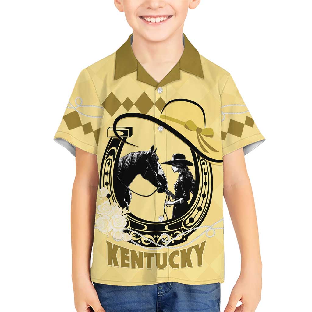 Personalized Kentucky Horse Racing Kid Hawaiian Shirt Beauty and The Horse Yellow Version LT01
