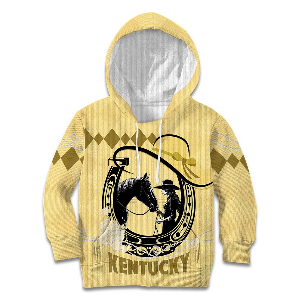 Personalized Kentucky Horse Racing Kid Hoodie Beauty and The Horse Yellow Version LT01