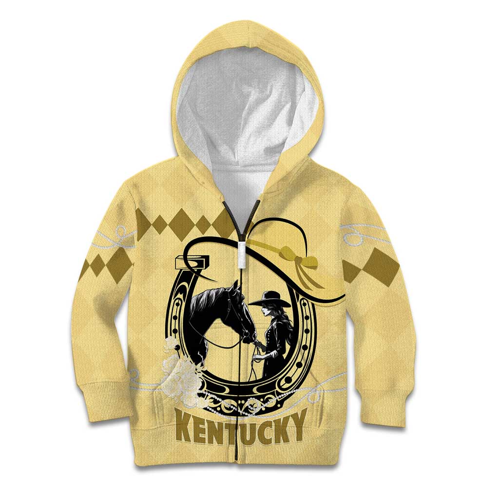 Personalized Kentucky Horse Racing Kid Hoodie Beauty and The Horse Yellow Version LT01
